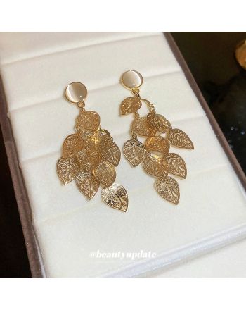 Bohemian Gold Leaf Drop Earrings | HE9935