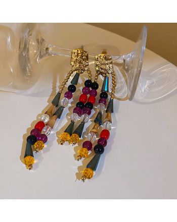 Boho Colorful Crystal Chandelier Earrings | HE6477