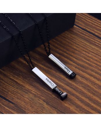 Vertical Stick Bar Customized Name Necklace, Engraving Necklace | D0002
