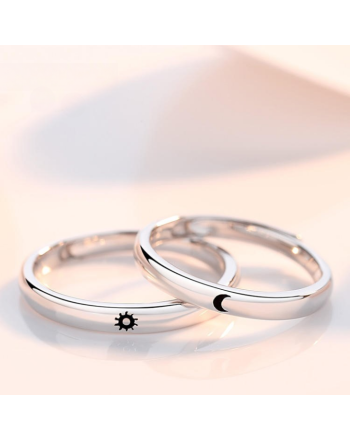 You're my Sun and Moon Silver Couple Rings | E90