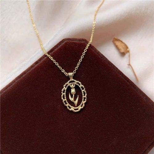 Sterling Silver Tulip Necklace Flower Pendant Chain Necklace | SX268