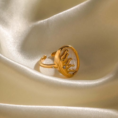 18K Gold Plated Gold Signet Ring, Gold Midi Ring, Thumb Ring | JDR001