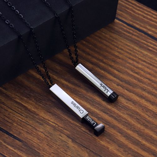 Vertical Stick Bar Customized Name Necklace, Engraving Necklace | D0002